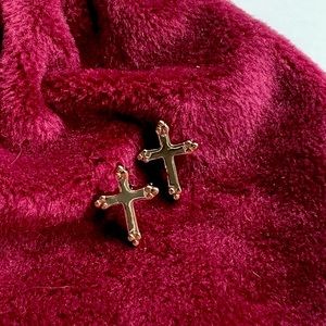 Rose Gold Cross Earrings
